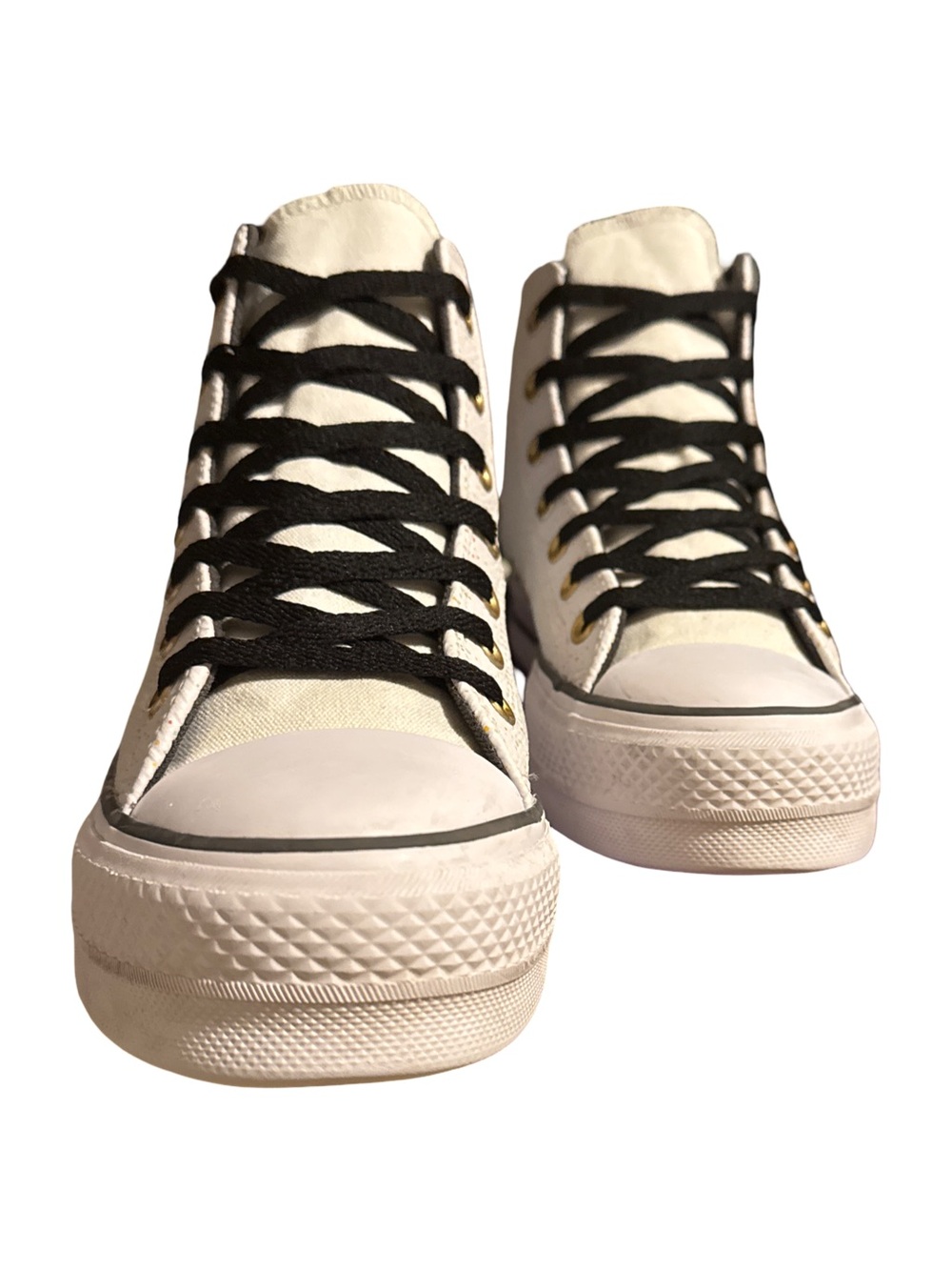Converse White High-Top Sneakers with Black Laces